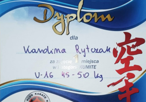 Dyplom - mistrzostwa Polski Karate